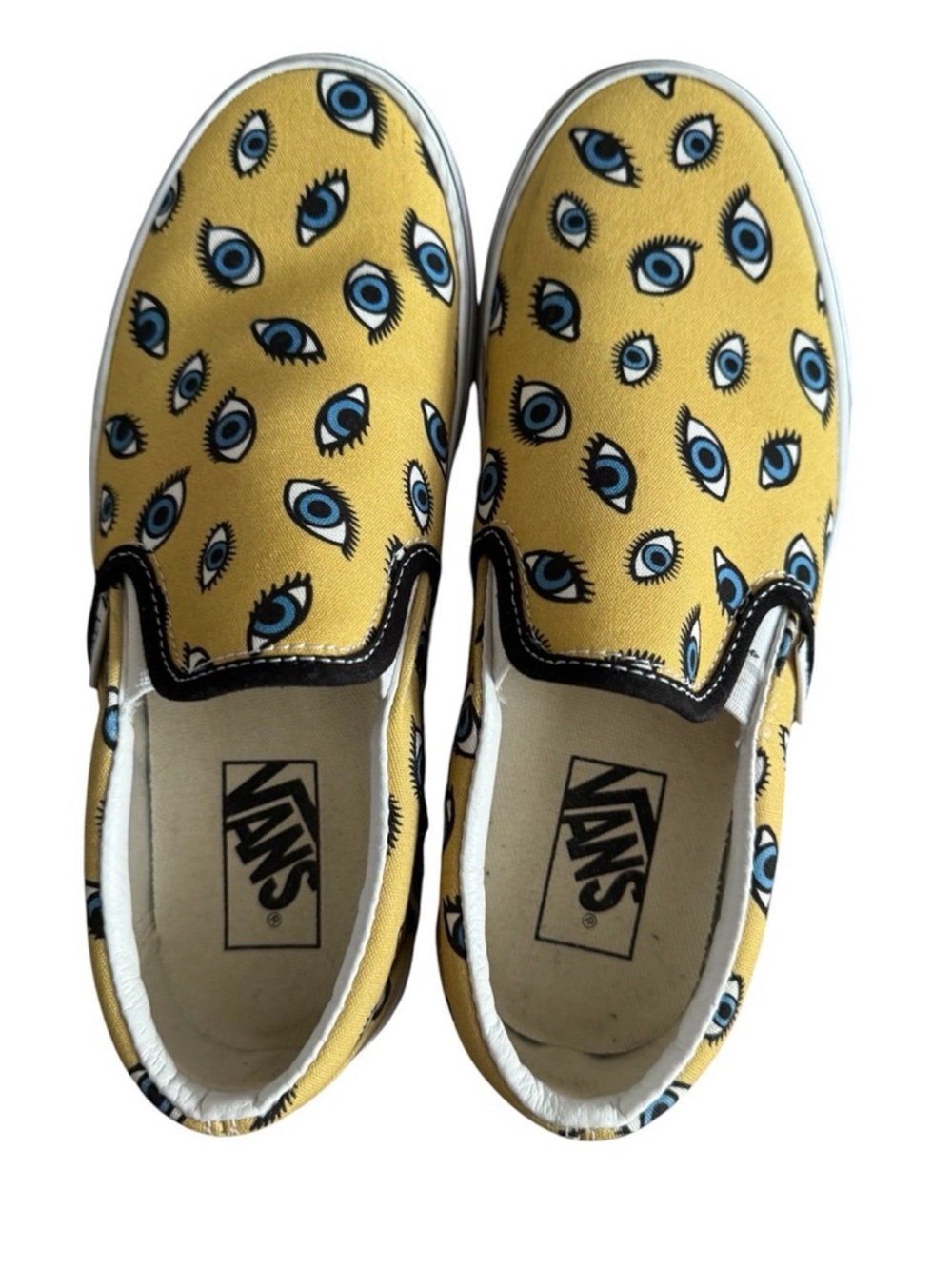 Vans Looking Glass Slip On Sneakers Eyeballs Yellow Size 7 W 5.5 M - Picture 2 of 5